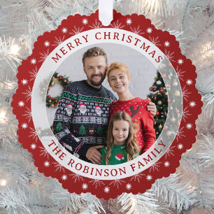 Carte Décorative Joyeux Noël élégant moderne élégant Photo Rouge