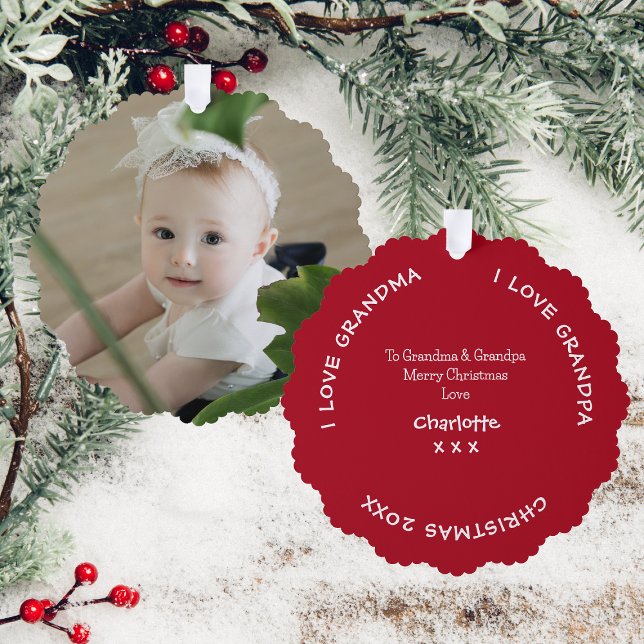 Carte Décorative Joyeux Noël Grand-parents Nom Et Bébé Photo (Front And Back)