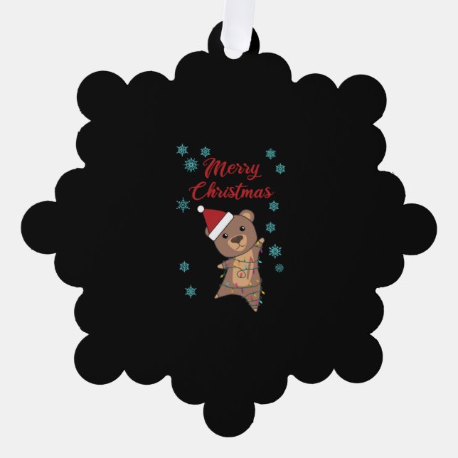 Carte Décorative Joyeux Noël Ours Neige Ours d'hiver Teddy (Recto)