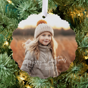 Carte Décorative Joyeux Noël simple élégant photo pin vert