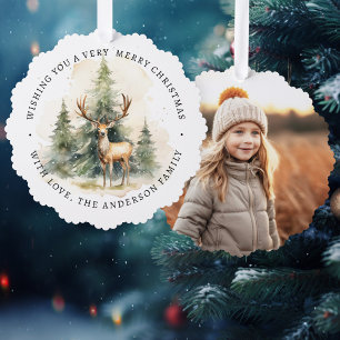 Carte Décorative Joyeux Noël simple élégant photo pin vert