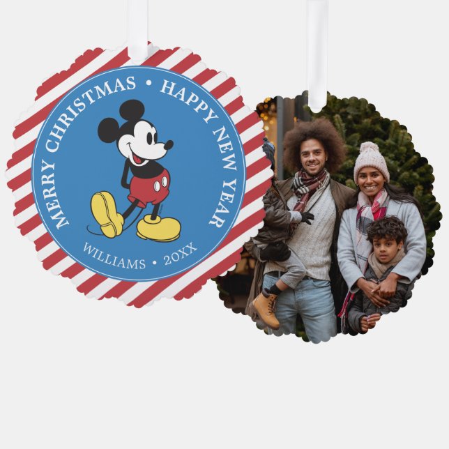 Carte Décorative Joyeux Noël | Souris Mickey classique (Recto/Verso)