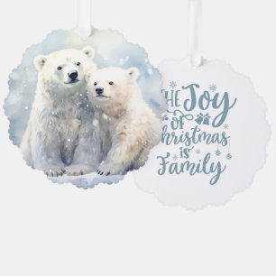 Carte Décorative La joie de Noël est la famille Ours polaire et our
