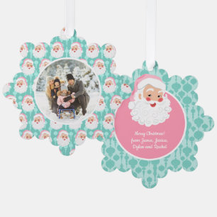 Carte Décorative Le Père Noël en Casquette rose Noël