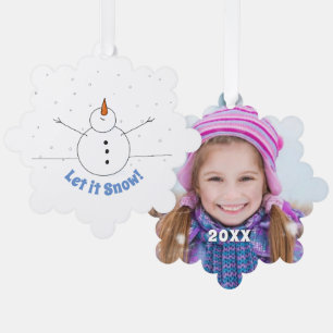 Carte Décorative Let is Snow Happy Snowman with Photo Back