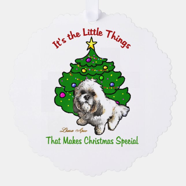 Carte Décorative Lhasa Apso Cadeaux de Noël (Recto)