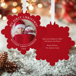 Carte Décorative Ma première photo de Noël Rouge