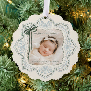 Carte Décorative Ma première photo de Noël Vintage
