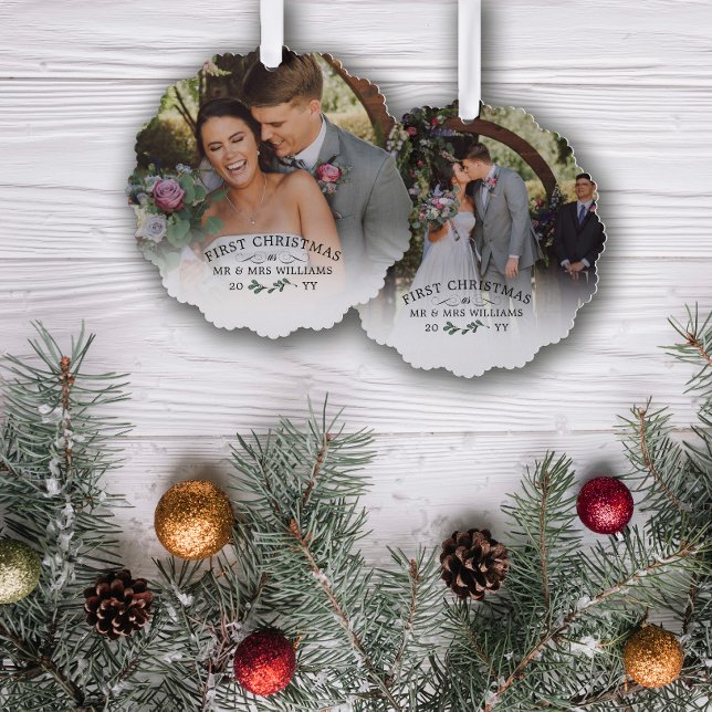 Carte Décorative Magnifique Mistletoe Premier Noël Mr & Mrs Photo (Créateur téléchargé)
