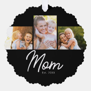 Carte Décorative Maman a fondé 3 Photo Script Noir