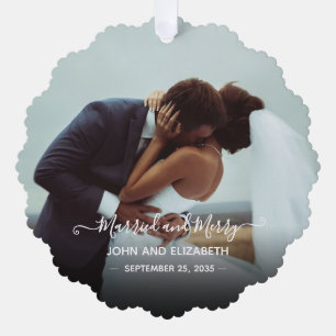 Carte Décorative Marié Merry Newlyweds Photo 1er Noël M. Mr.