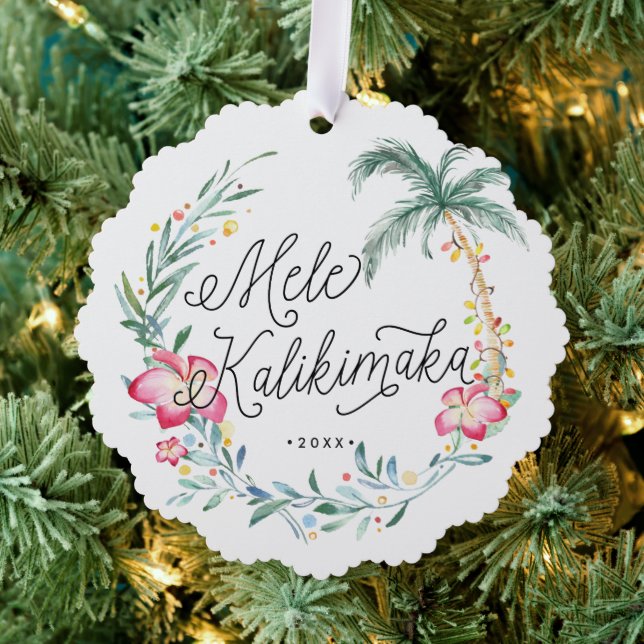 Carte Décorative Mele Kalikimaka Photo de Noël personnalisée (Insitu (Arbre))