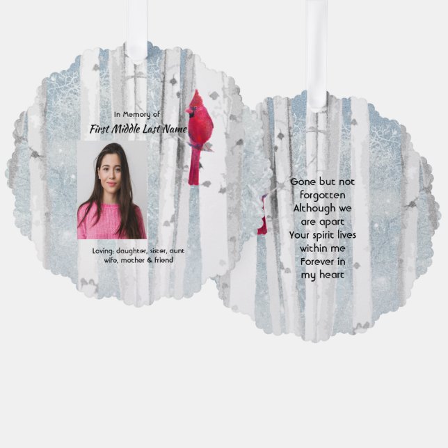 Carte Décorative Memorial Keepsake Cardinal Bird (Recto/Verso)