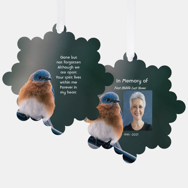 Carte Décorative Memorial Photo Prayer Bluebird Garden Bird  (Recto/Verso)