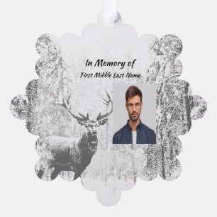 Carte Décorative Memorial Photo Prayer Stag Deer Forest Winter Wild