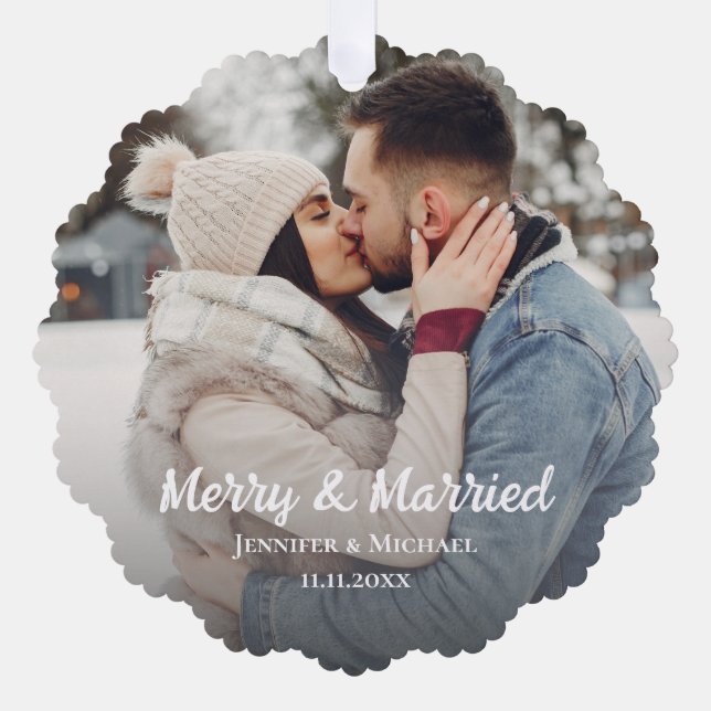 Carte Décorative merry and married newlyweds photo simple minimal (Recto)