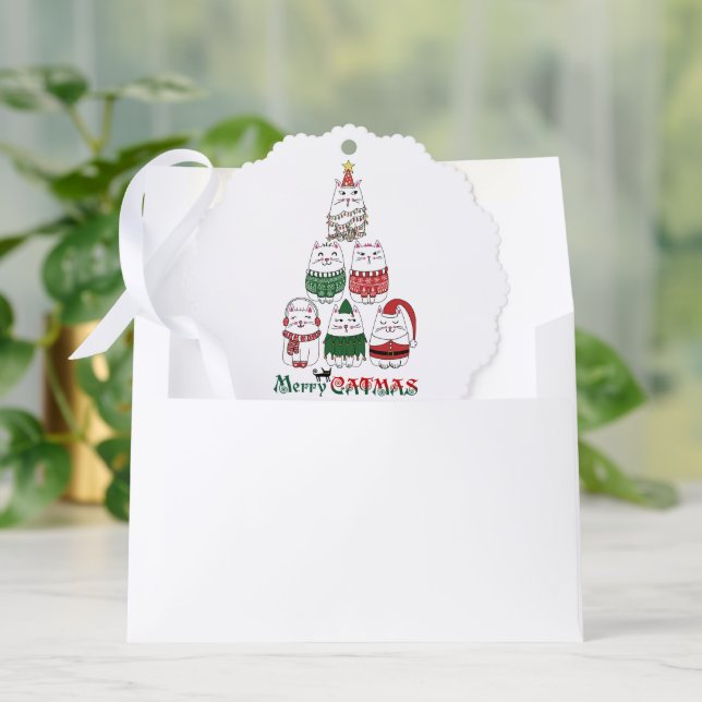 Carte Décorative Merry Catmas Funny Christmas Kitten (Enveloppe)