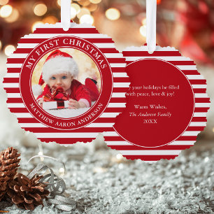 Carte Décorative Mes premières photos de Noël Red Stripes