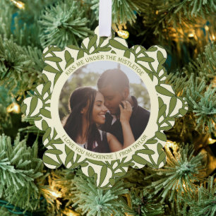 Carte Décorative Mistletoe Couples Photo et texte Personnalisé