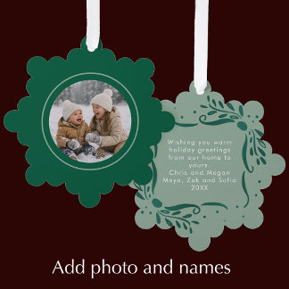 Carte Décorative Modern Sage Hand Drawn Bows Christmas Photo