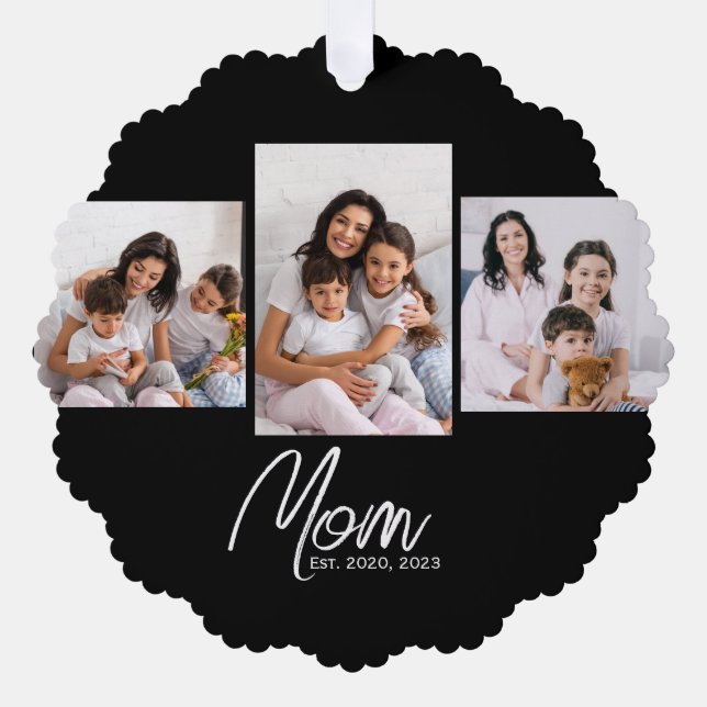 Carte Décorative Mom Established Modern Script Black 3 Photo (Recto)
