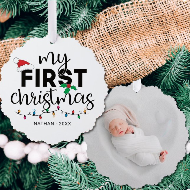 Carte Décorative Mon premier Noël avec photo de nom (Créateur téléchargé)