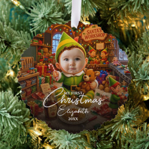 Carte Décorative Mon premier Noël Le petit aide du Père Noël Photo