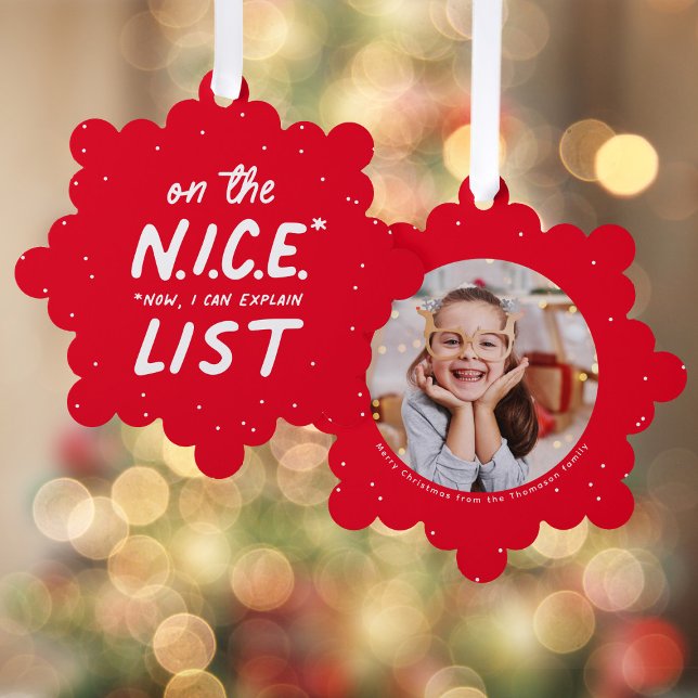 Carte Décorative Nice liste drôle mignon une photo rouge joyeux Noë (Créateur téléchargé)