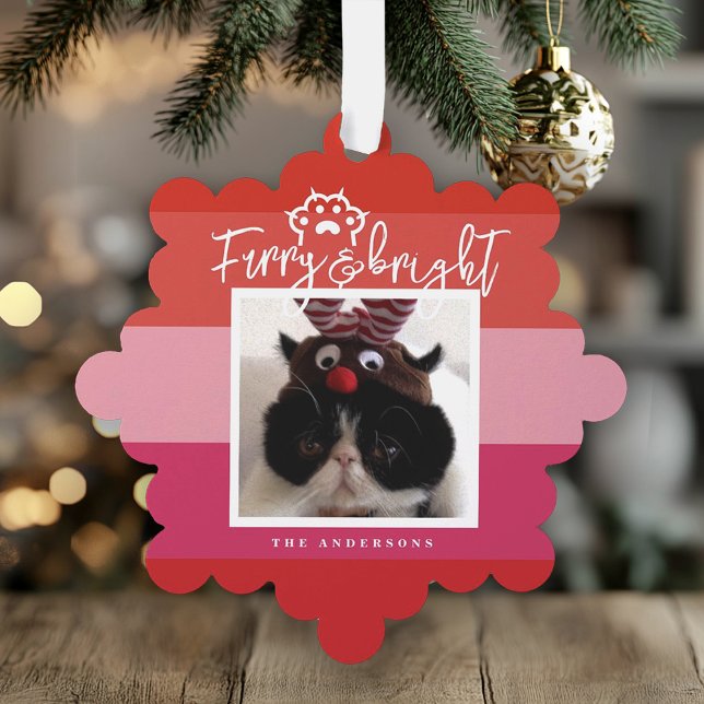 Carte Décorative Noël Animaux de compagnie Photo Red Stripes (Créateur téléchargé)