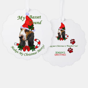 Carte Décorative Noël aux amoureux de Basset Hound