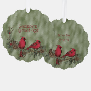 Carte Décorative Noël Cardinal Rouge Pine Boughs
