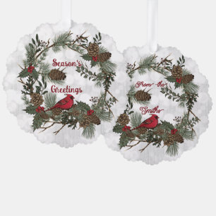 Carte Décorative Noël Cardinal Rouge Pine Boughs