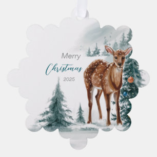 Carte Décorative Noël Doe dans une forêt froide