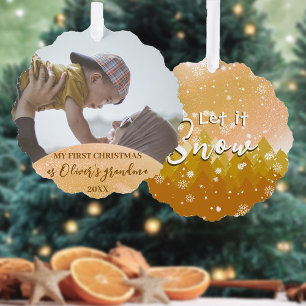 Carte Décorative Noël d'or Laisser neiger Nouvelle photo grand-mère