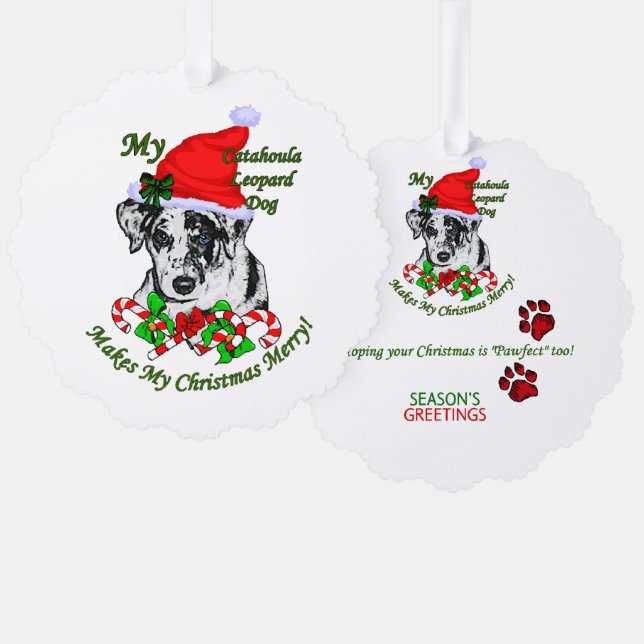 Carte Décorative Noël du chien léopard de Catahoula (Recto/Verso)