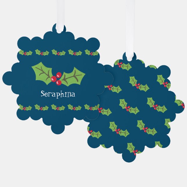 Carte Décorative Noël personnalisé Holly & Berries (Recto/Verso)