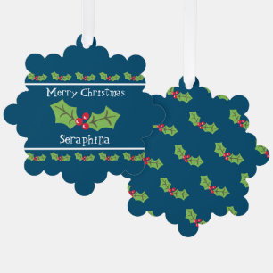 Carte Décorative Noël personnalisé Holly & Berries