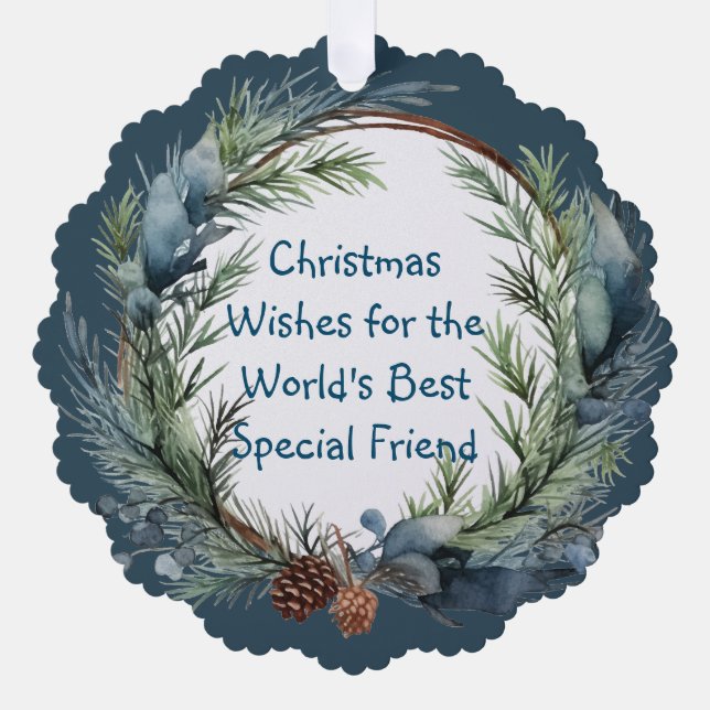 Carte Décorative Noël Voeux de verdure Wreath Ami spécial (Recto)