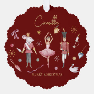 Carte Décorative Noisette de Noël Ballerina Whimsical Nom des enfan