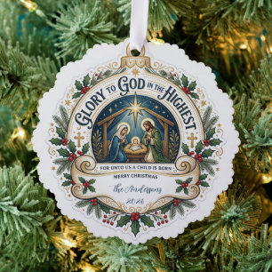 Carte Décorative Nom de famille religieux année Noël Sainte Famille