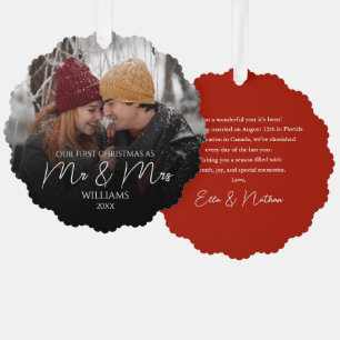 Carte Décorative Notre Premier Noël En Tant Que M. et Mme Photo Élé