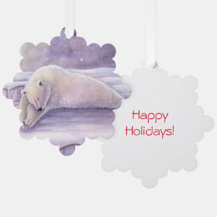 Carte Décorative Ours couché Ours polaire Ours de Noël Art