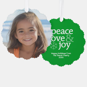 Carte Décorative Paix Amour Joie Vert - Photo de Noël