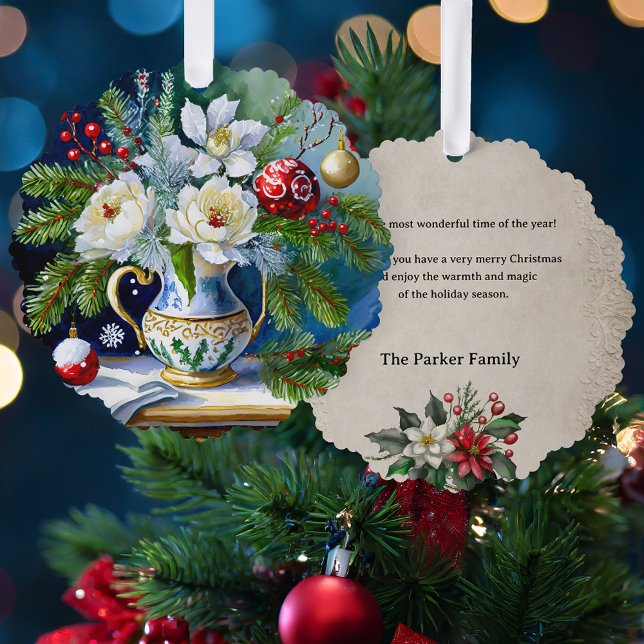 Carte Décorative Peinture à l'huile Style Flore de Noël avec pivoin (Créateur téléchargé)