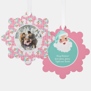 Carte Décorative Père Noël en Mint Vert Casquette Vintage Noël