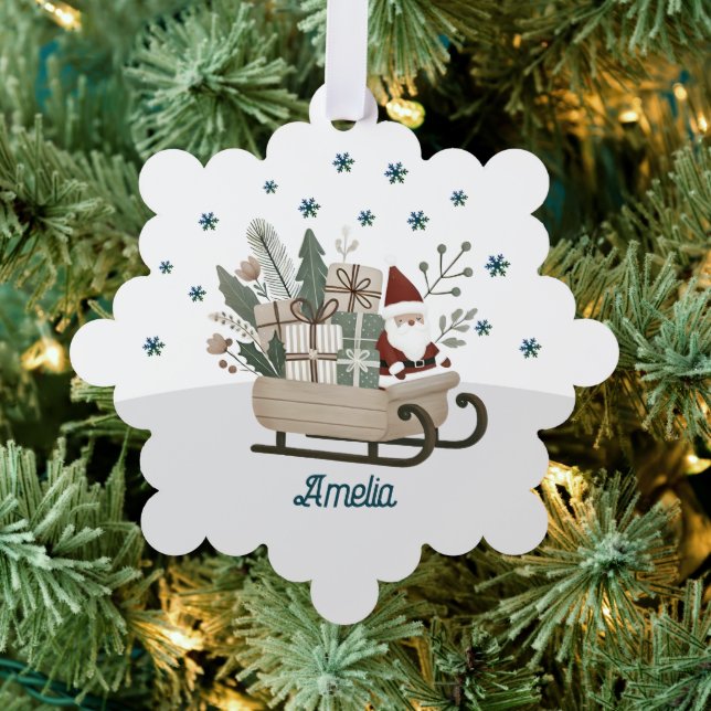 Carte Décorative Père Noël on Sleigh Cadeaux Snowflakes Nom Noël (Insitu (Arbre))