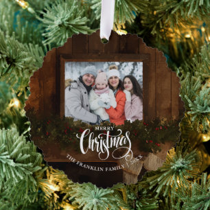 Carte Décorative Photo de cheminée rustique de Noël en hiver