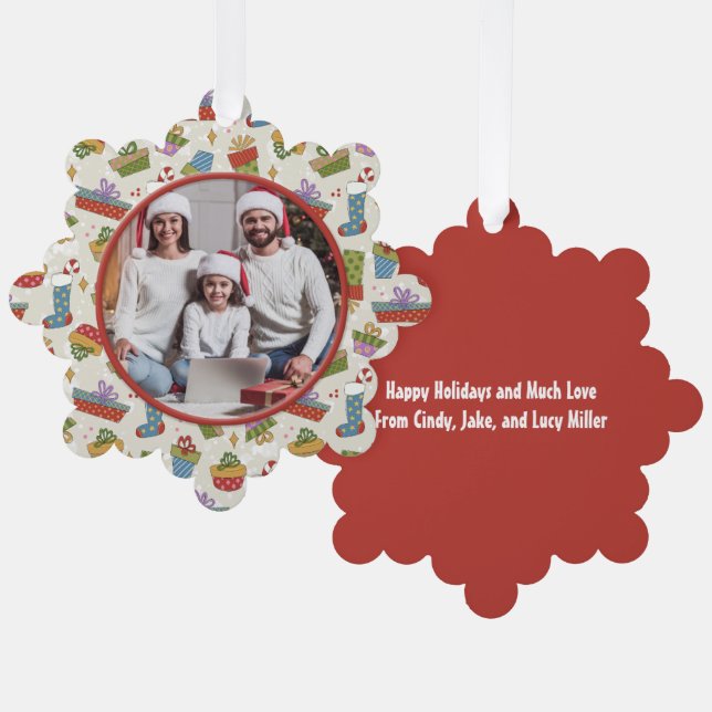 Carte Décorative Photo de Noël de famille (Recto/Verso)