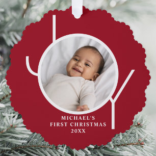 Carte Décorative Photo de Noël du premier bébé garçon personnalisé 