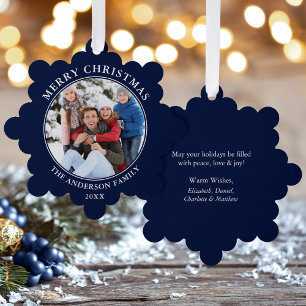 Carte Décorative Photo de Noël Joyeux bleu moderne